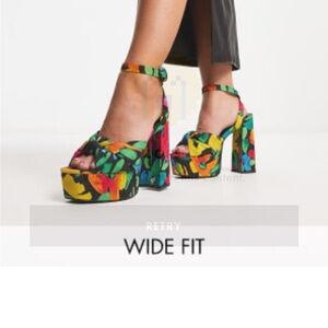 ASOS Multicolor Floral Platform Heels